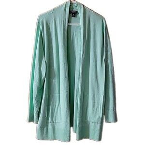 Lands End Open Front Womens Sweater Cardigan 100% Cotton Mint Green - 1X